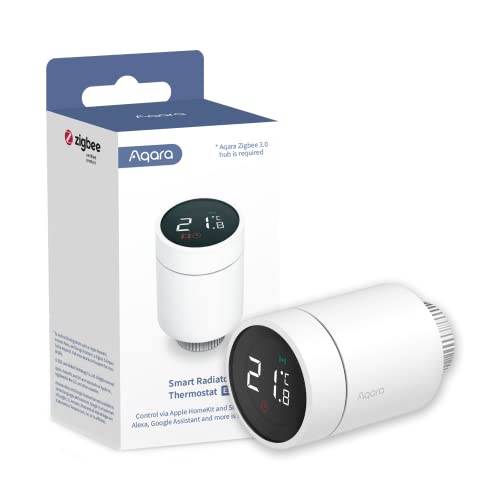Aqara Smartes Heizkörperthermostat E1, Benötigt Aqara Zigbee 3.0 Hub, Heizkörperventil mit Sprachsteuerung, Geofencing-Unterstützung, Kompatibel mit HomeKit, Alexa, Google Assistant und SmartThings