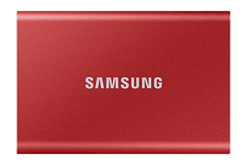 Samsung Portable SSD T7, 500 GB, USB 3.2 Gen.2, 1.050 MB/s Lesen, 1.000 MB/s Schreiben, Externe SSD Festplatte für Mac, PC, Smartphone und Spielkonsole, Rot, MU-PC500R/WW