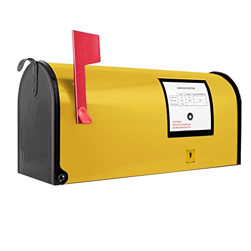banjado® Amerikanischer Briefkasten - US Mailbox/Letterbox mit Motiv Post Gelb 51x22x17cm - Postkasten Stahl aus Amerika – Briefkasten amerikanisch pulverbeschichtet