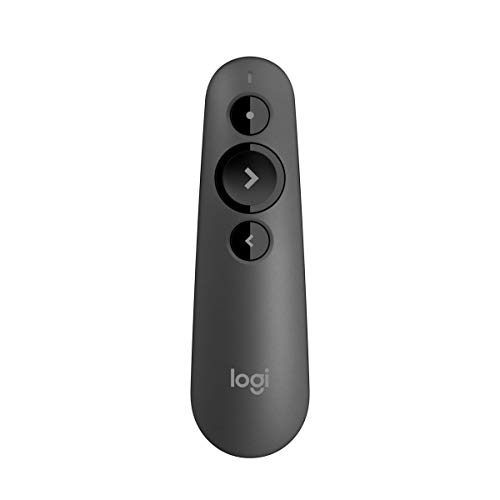 Logitech R500 Presenter, Kabellose Bluetooth und 2.4 GHz Verbindung via USB-Empfänger, Roter Laserpointer, 20m Reichweite, 3 Tasten, PC/Mac/Android/iOS - Graphite/Schwarz