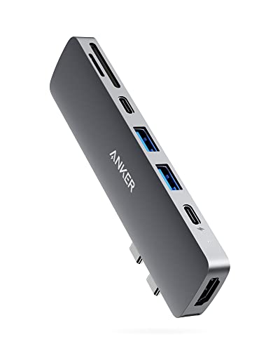 Anker 547 Hub für MacBook, Kompatibel mit Multifunktionsanschluss, 100W Power Delivery, 4K HDMI, USB-C, 2 USB-A Datenports, SD/microSD Speicherkartenleser