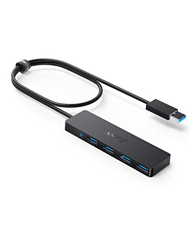Anker 4-Port USB 3.0 Hub, Dünner Datenhub mit 60cm Verlängerungskabel (Keine Ladeleistung), Geeignet für MacBook, Mac Pro, Mac Mini, iMac, Surface Pro, XPS, PC, Flash Drive, Mobile HDD