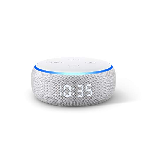 Echo Dot (3. Gen.) – smarter Lautsprecher mit Uhr und Alexa, Sandstein Stoff