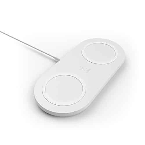 Belkin drahtloses Ladegerät mit zwei Ladepads (drahtloses Doppelladegerät, 10 W, für iPhone 14 Serie, Galaxy S22, S22+, S22 Ultra, Pixel 4, 4XL, AirPods und andere Geräte)