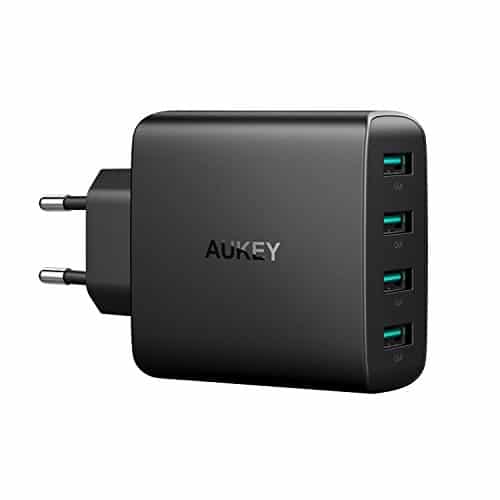 AUKEY USB Ladegerät 4 USB Ports 40W USB Netzteil mit AiPower Technologie für iPad Air / Pro, iPhone X / 8 / 8 Plus, Samsung, HTC, LG usw.