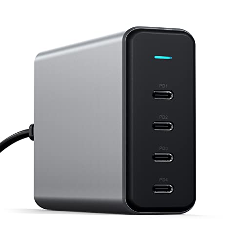SATECHI 165W USB-C Schnellladegerät mit 4 Ports – GaN-Technologie, Ladegerät kompatibel mit MacBook Air/Pro (M1, M2, Max), iPad Pro, iPhone 16, 15 Serie und mehr