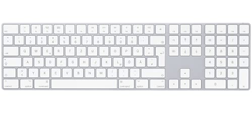 Apple Magic Keyboard mit Ziffernblock: Bluetooth, wiederaufladbar. Kompatibel mit Mac, iPad oder iPhone; Deutsch, Silber