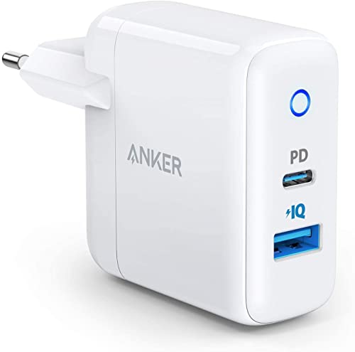 Anker PowerPort PD 2 Wandladegerät, 32W Dual-Port USB-C, 20W Power Delivery, 12W PowerIQ, LED-Anzeige, für iPad Mini iPhone 13 13 Mini 13 / 13 Pro Max 12 11, Pixel, Galaxy, White