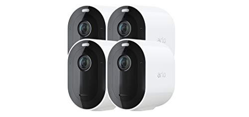 Arlo Pro 4 2K IP Überwachungskamera Aussen 4er Set | Qualitätsprodukt | Kabellos | Licht | Farb-Nachtsicht | Bewegungsmelder | Sirene | Kein Hub Benötigt | mit Arlo Secure Testzeitraum