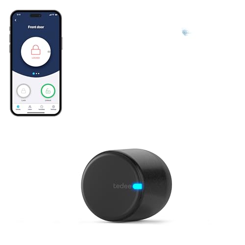 tedee Lock GO 2, smartes Türschloss, einfach nachrüstbar, ohne Zylindertausch, Steuerung via Bluetooth & aus der Ferne per App, iPhone & Android, Smart Home, silber, Ø 58mm x 65mm