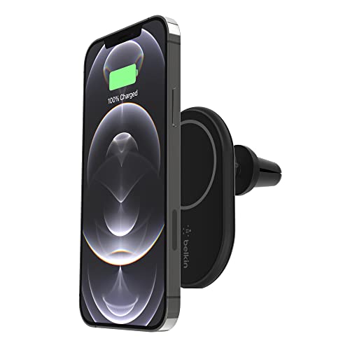 Belkin BoostCharge drahtloser magnetischer Kfz-Telefon-Halter, kompatibel mit MagSafe-fähigem iPhone 13, 12, 11, Pro, Max, Mini, Galaxy S21, Ultra, Plus und Anderen Geräten (Inklusive Kabel)