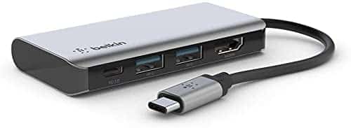 Belkin USB-C-4-in-1-MultiPort-Adapter (mit 4K-HDMI, USB-C, 100 W PD zum Laden per „Passthrough“, 2 USB A-Ports für Geräte wie Macbook Pro, MacBook Air, iPad Pro und XPS)