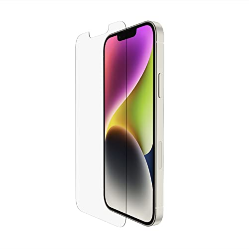 Belkin UltraGlass iPhone 14/13/13 Pro Displayschutz, antimikrobielle Beschichtung, einfache blasenfreie Aufbringung mit enthaltener Positionierungsschale, in Tests nachgewiesener Härtegrad von 9H