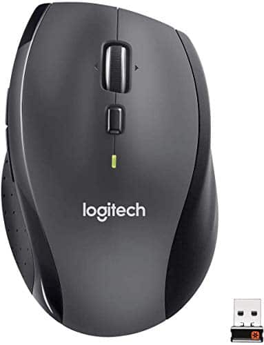 Logitech M705 Marathon Kabellose Maus, 2.4 GHz Verbindung via Unifying USB-Empfänger, 1000 DPI Laser-Sensor, 3-Jahre Akkulaufzeit, 7 Tasten, PC/Mac - schwarz, Englische Verpackung