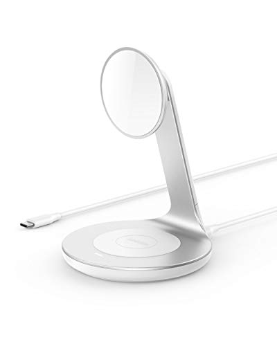 Anker PowerWave Magnetic 2-in-1 Stand, Magnetischer Ladeständer mit weißem 120cm USB-C Ladekabel, Kabellose Ladestation geeignet für iPhone 13/12 Serie/AirPods Pro (Ohne Netzteil)