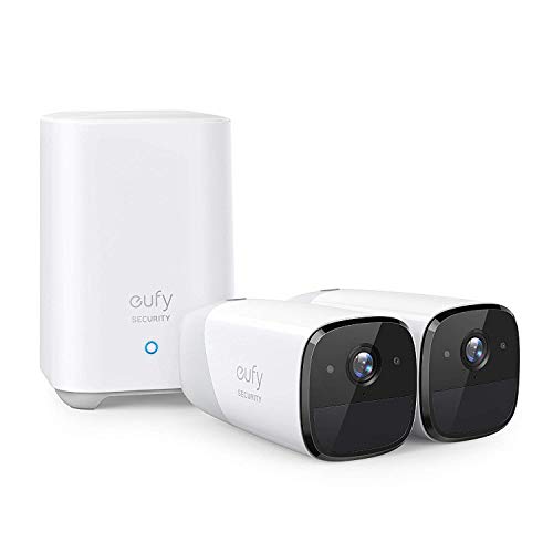 eufy Security eufyCam 2, Doppelset, Kabelloses Sicherheitssystem mit Überwachungskamera, 365 Tage Akku, HD 1080p, IP67 wetterfest, Nachtsicht, Kompatibel mit HomeKit, 2-Kamera Set, Keine Gebühren