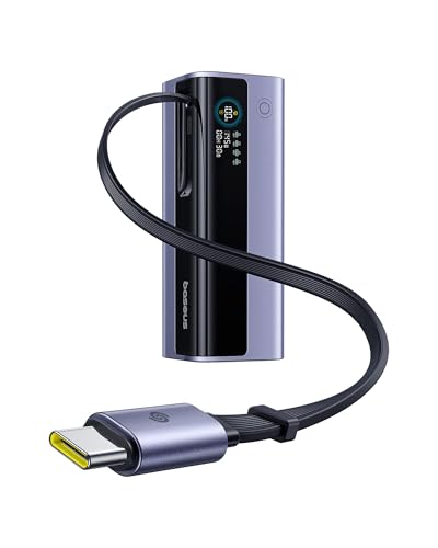 Baseus EnerGeek Powerbank 145W Externer Akku 20000mAh mit 60cm Ausziehbare USB-C Kabel für Laptop, iPhone 16/15, MacBook und Mehrgerät-Ladung