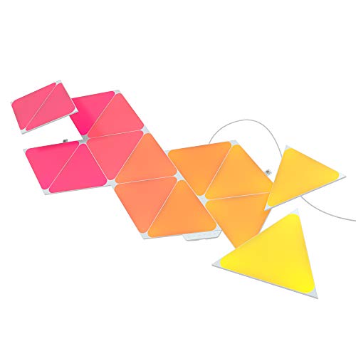 Nanoleaf Shapes Triangle Starter Kit, 15 Smarten Dreieckigen LED Panels RGBW - Modulare WLAN 16 Mio Farben Wandleuchte Innen, Musik & Bildschirm Sync, Funktioniert mit Alexa Google Apple