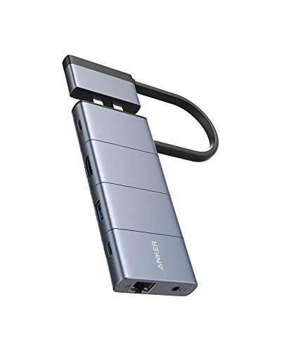 Anker PowerExpand 9-in-2 Hub Adapter für MacBook mit 85W Power Delivery, 4K@30Hz HDMI, Multifunktion USB-C, 2 USB-A 3.0 Ports, 1 Gbps Ethernet, 3.5mm Audio, SD und microSD Speicherkartenleser