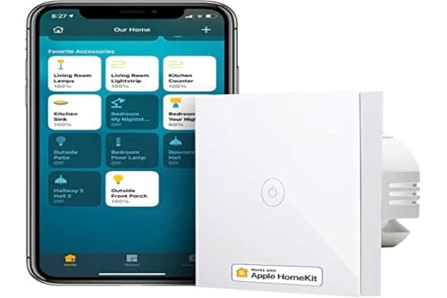 Meross smart Lichtschalter kompatibel mit HomeKit, WLAN Wandschalter, 1 Way 1 Gang benötigt Nullleiter, kompatibel mit Siri, Alexa, Google Home und SmartThings, 2,4 GHz, weiße