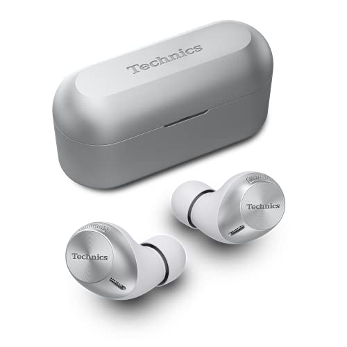 Technics EAH-AZ40E-S In-ear Kopfhörer Bluetooth, bequemer Kopfhörer mit integriertem Mikrofon, anpassbare Passform, bis zu 7,5 Stunden Wiedergabe, Silber