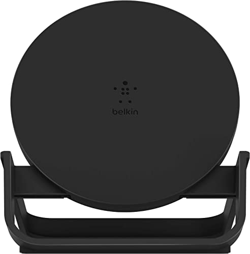 Belkin drahtloser BoostCharge Ladeständer, 10 W (Qi-zertifiziertes schnelles drahtloses Ladegerät für das iPhone oder Geräte von Herstellern wie Samsung und Google), Schwarz