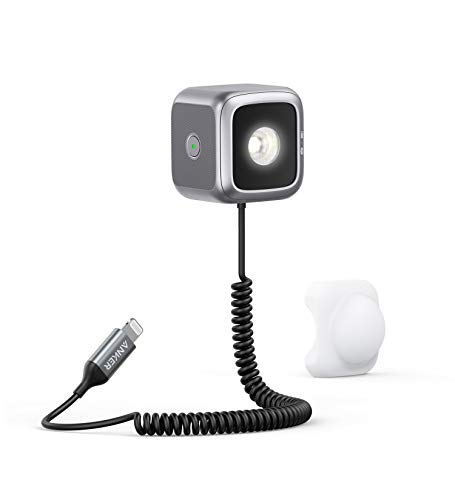Anker iPhone LED-Leuchte,MFi zertifizierte LED-Taschenlampe mit integriertem Lightning-Kabel für iPhone SE 2020/11/11 Pro/11 Pro Max,Lichtwürfel mit Blitzmodus, ideal für Kreativität und Fotografie