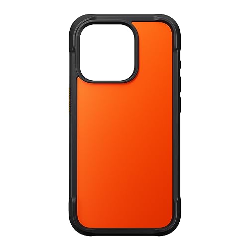 NOMAD Rugged Case | für iPhone 15 Pro | Schutzhülle aus Polycarbonat mit TPU-Bumper | Matte PET-Rückseite | MagSafe-kompatibel | Ultra Orange