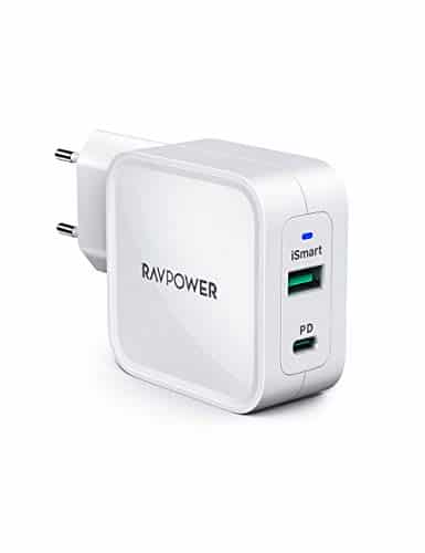 RAVPower USB C Ladegerät mit 65W PD Power Delivery & GaN Tech, 2 Port USB-C Netzteil für MacBook Pro, iPad Pro, Google Pixel, Nintendo Switch, iPhone 11 Pro Max X XS XR, Galaxy S9 S10 und mehr.