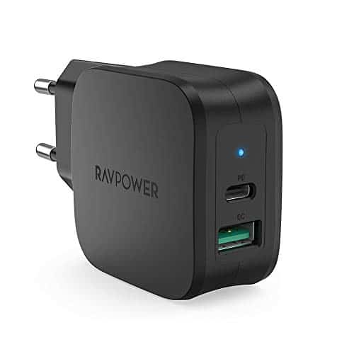 RAVPower USB C Ladegerät, 2 Port Schnellladegerät mit 18W PD Power Delivery und Quick Charge 3.0 für iPhone 11 Pro/11 Pro Max Xs Xr X 8 Plus, iPad Pro, Nintendo Switch, Galaxy S10 S9 S8, Huawei usw.