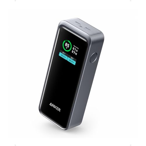 Anker Prime Power Bank, 12.000mAh 2-Port Ladegerät mit 130W Leistung, Smartes Display, Kompatibel mit iPhone 14-/13-Serie, Samsung, MacBook, Dell, und mehr (Ladestation Nicht im Lieferumfang)