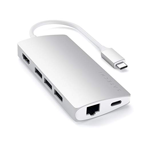 SATECHI USB-C Hub Multiport Adapter V2-4K HDMI (60Hz), 60W USB C Aufladung, GbE, SD/Micro Kartenleser, USB 3.0 - Für M2/ M1 MacBook Pro/Air, M2/ M1 iPad Pro/Air, M2 Mac Mini, iMac M1 (Silber)