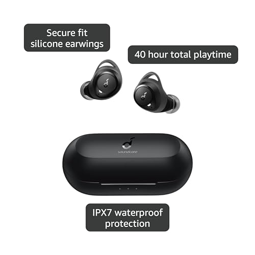 soundcore A1 In Ear Sport Bluetooth Kopfhörer, Wireless Earbuds mit Individuellem Sound, 35H Wiedergabe, Kabelloses Aufladen, USB-C Charging, IPX7 Wasserschutz, Tastensteuerung