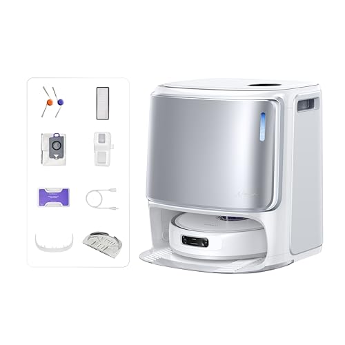 NARWAL Freo Z10 Ultra Saugroboter mit Wischfunktion, 18.000 Pa Saugleistung, dynamische Moppausdehnung, Tangle-Free System, intelligente Nass-Trocken-Reinigung, All-in-One-Basisstation Silber
