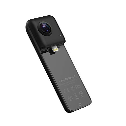 Insta360 Nano S - Kompakte 3D VR-Videokamera, 360 ° 4K HD-Kamera mit Blitz, 20 Megapixel-Foto, Kompatibel mit der iPhone X / 8/7/6-Serie, Integrierte Stabilisierung, Integriertes Mikrofon - Schwarz