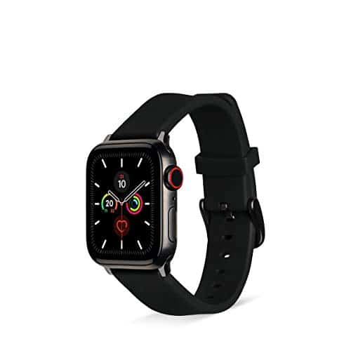Artwizz WatchBand Silicone Armband kompatibel mit Apple Watch Series 5-4 (44 mm) & Apple Watch Series 3-1 (42 mm) - Silikon Ersatzarmband mit Adapter - Black