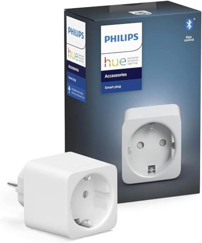 Philips Hue Smart Plug für Hue Lichtsysteme, smarte Steckdose zur Steuerung von Leuchten, kompatibel zur Sprachsteuerung und per App von überall, weiß