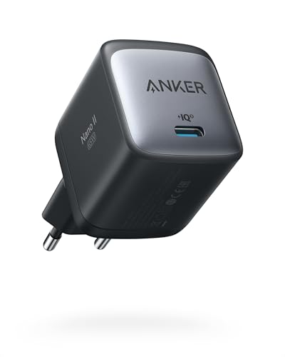 Anker Nano II 65W USB-C Ladegerät Netzteil mit Schnellladeleistung, GaN II Technologie, Kompatibel mit MacBook Pro/Air, Galaxy S20/S10, iPhone 17/Pro/iPhone Air/16/15, iPad, Pixel (Schwarz)