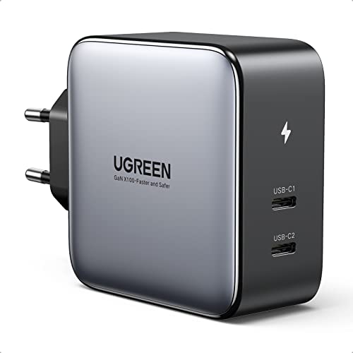 UGREEN 100W USB C Ladegerät USB C Netzteil 2-Port Charger PD Ladegerät mit PPS GaN II unterstützt 20W, kompatibel mit MacBook Pro/Air, iPhone 13 Pro/12, iPad Pro, Dell XPS 15, Galaxy S22, S21, Switch.