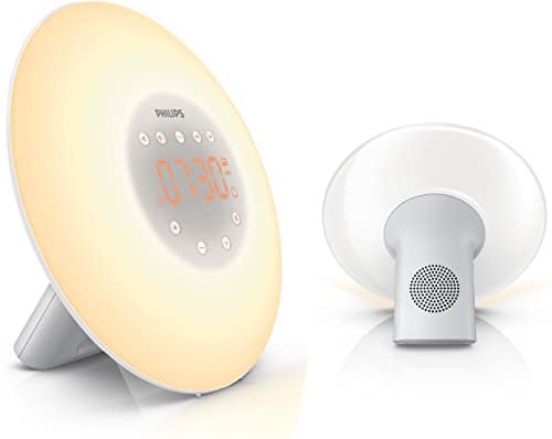Philips HF3505/01 Wake-up Light LED, Aufwachen mit Licht, 2 natürlichen Wecktöne, weiß