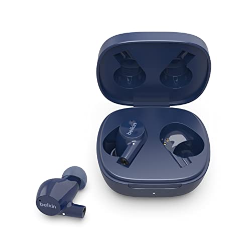 Belkin AUD004 drahtloser SoundForm Rise True Wireless Bluetooth 5.2 In-Ear-Kopfhörer mit Ladecase Blau