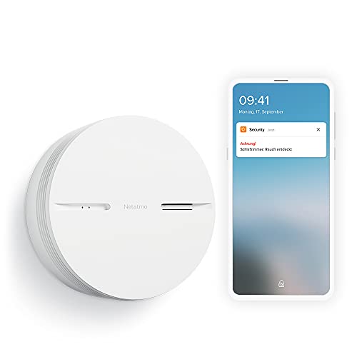 Netatmo Smarter Rauchmelder, 10-Jahres-Batterie, Selbsttest-Funktion, 85-dB-Alarm, Eigenständiges Gerät, EN14604 Zertifizierter, NSA-DE