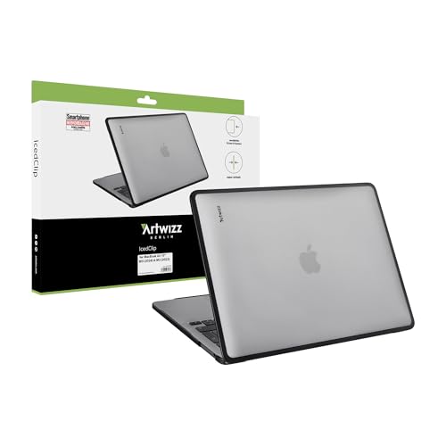 Artwizz IcedClip Schutzhülle kompatibel mit MacBook Air 13 (2024 2022 M3 M2) Mattes Vereistes Design, Verstärkter Schwarzer TPU-Rahmen