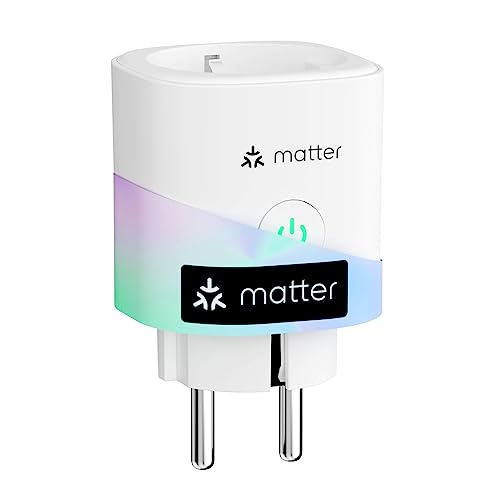 Meross Matter Smart Steckdose mit Stromverbrauch, WLAN Steckdose mit Stromzähler für Balkonkraftwerk, funktioniert mit Apple HomeKit, Alexa und Google, 16A, 1 Stück