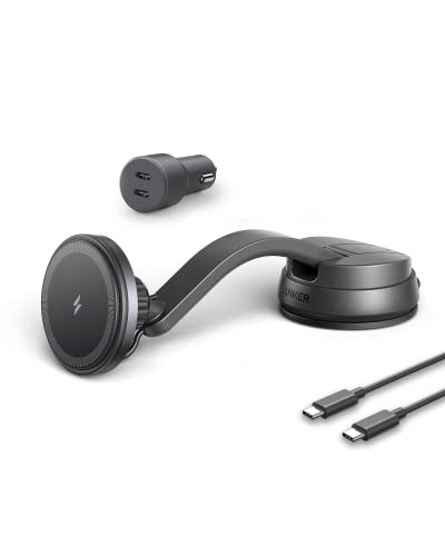 Anker 613 Magnetisches Kabelloses Ladegerät (MagGo), Halterung für 2-Port-Autoladegerät, 150cm USB-C auf USB-C Kabel, Ladestation nur für iPhone 13, 13 Pro, 13 Pro Max, 13 Mini, 12 geeignet B2930