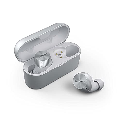 Technics EAH-AZ60E-S Kabellose Ohrhörer mit Geräuschunterdrückung, Multipoint-Bluetooth, komfortable In-Ear-Kopfhörer mit integriertem Mikrofon, anpassbare Passform, bis zu 7 Stunden Spielzeit, Silber