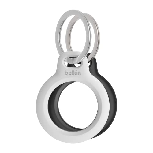 Belkin AirTag Hülle mit Schlüsselanhänger (Secure Holder Schutzhülle für Air Tag, Accessoire mit Kratzschutz), 2er-Pack, Schwarz und Weiß