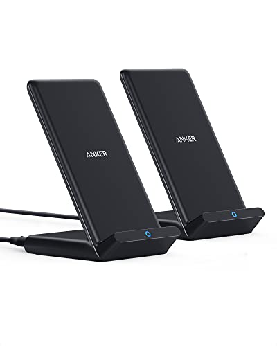 Anker PowerWave Ladeständer im Doppelpack, kabelloses Ladegerät, 7.5W für iPhone 15/15 Pro/15 Pro Max/14/13/12, SE, 10W Schnellladungen für Galaxy S22, S20, Note 20 (Netzteil Nicht inklusive)