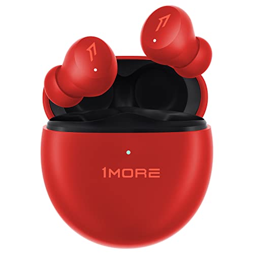 1More ComfoBuds Mini Bluetooth 5.2 Kopfhörer, Hybrid Active Noise Cancelling Kopfhörer, In Ear Kopfhörer kabellos, 4 Mikrofonen für klaren Anruf, Stereosound, kabellose Ladefunktion, IPX5 (Rot)