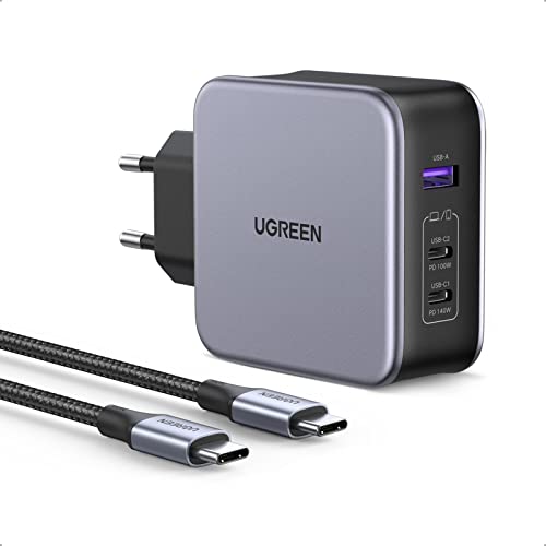 UGREEN Nexode 140W USB C Ladegerät PD 3.1 USB C Netzteil GaN 3-Port Power Adapter kompatibel mit MacBook Pro 16